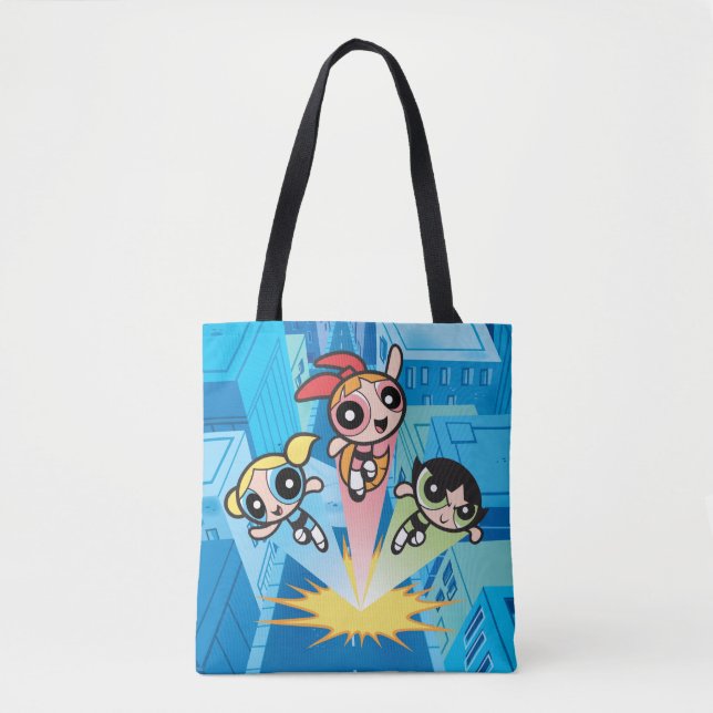 Tote Bag Les Filles Powerpuff Se Lancent Dans L'Air (Devant)