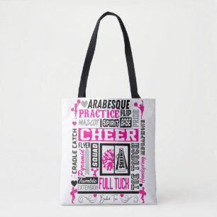 Tote Bag Les filles typographie à la mode en noir et rose