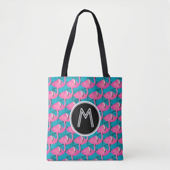 Tote Bag Les Flamants roses au néon | ajoutent votre (Devant)