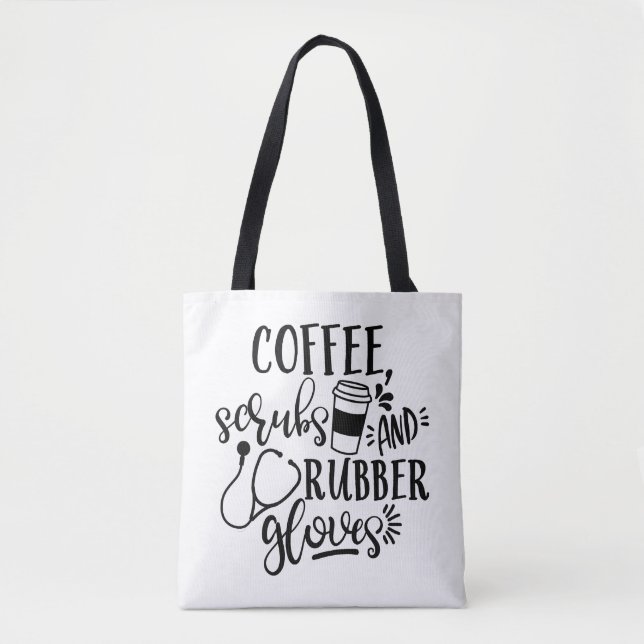 Tote Bag Les Gants De Café Et De Caoutchouc Infirmière Amus (Devant)