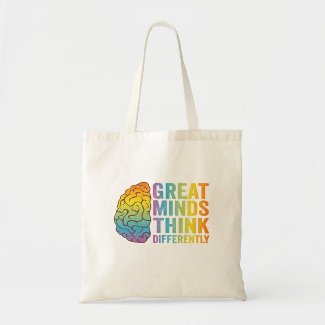 Tote Bag Les Grandes Esprits Pensent Différemment Adhd Neur (Devant)