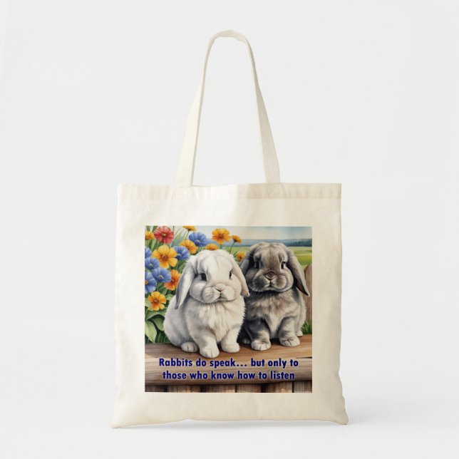 Tote Bag Les Lapins Parlent Le Lapin Accumulé Lop (Devant)