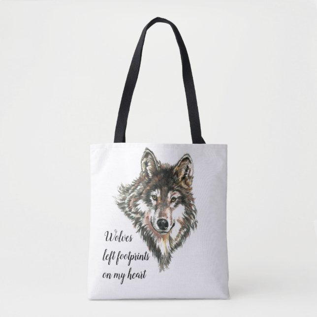 Tote Bag Les loups ont laissé des empreintes sur mon coeur, (Devant)