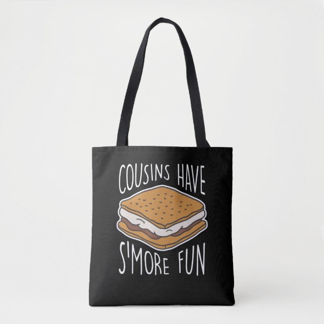 Tote Bag Les Marshmallows rôtis Camping Cousins's Plus amus (Devant)