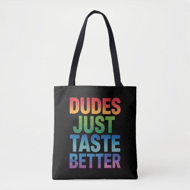 Tote Bag Les mecs Goûtent mieux Gay pride drôle LGBTQ (Devant)