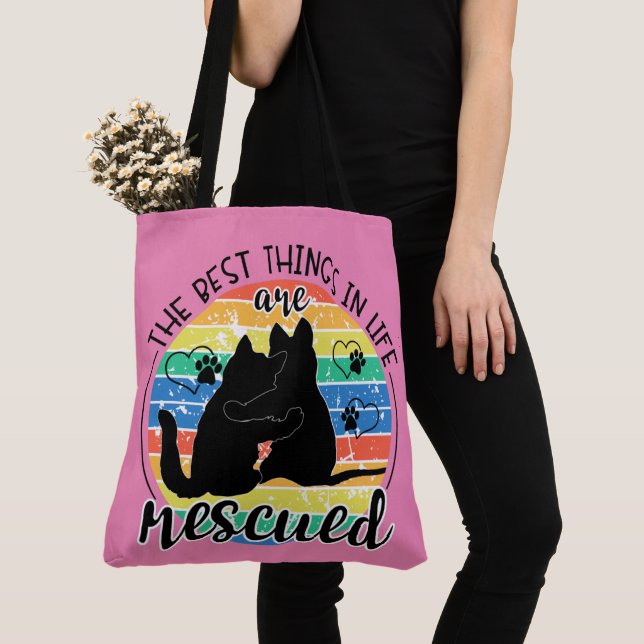 Tote Bag Les Meilleures Choses Dans La Vie Sont Secourues S (De près)