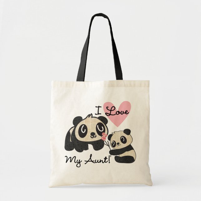 Tote Bag Les pandas I aiment ma tante (Devant)