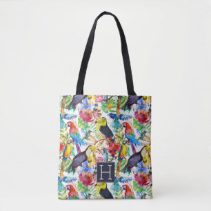 Tote Bag Les perroquets colorés d'aquarelle   ajoutent