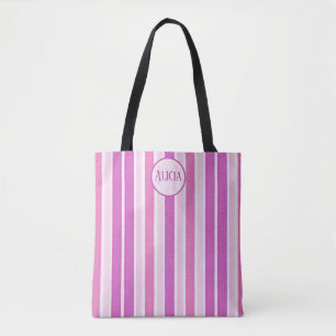 Tote Bag Les rayures roses et fuchsia