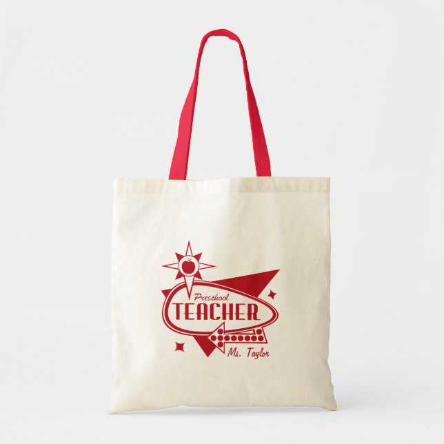 Tote Bag Les rétros années 60 rouges de professeur (Devant)