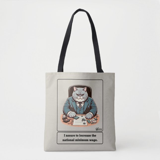 Tote Bag Les vaches espiègles : Le Cat Crafty Politicien (Devant)