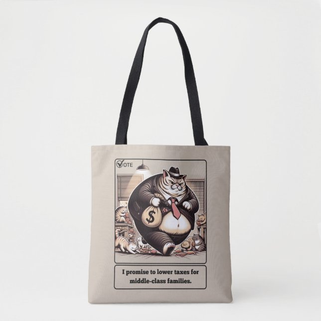 Tote Bag Les vaches espiègles : Le Cat Crafty Politicien (Devant)