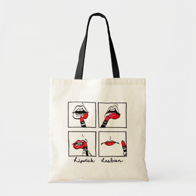 Tote Bag lesbienne fourre-tout de rouge à lèvres (Devant)