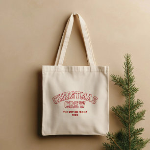 Tote Bag Letterman Christmas Crew Collegie Nom de famille