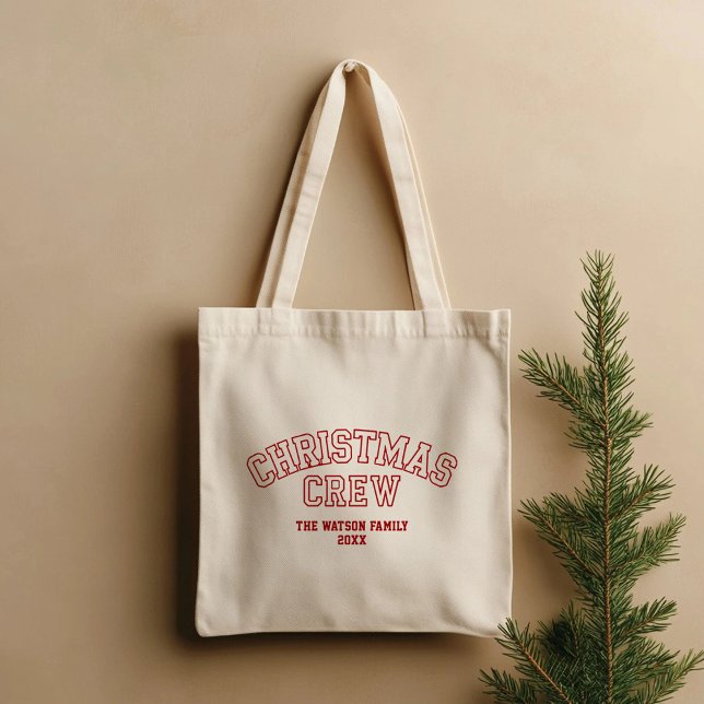 Tote Bag Letterman Christmas Crew Collegie Nom de famille (Créateur téléchargé)