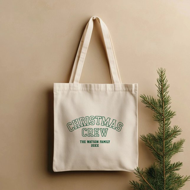 Tote Bag Letterman Christmas Crew Collegie Nom de famille (Créateur téléchargé)