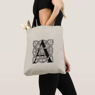 Tote Bag Lettre A Vintage Monogramme De Noeud Celtique