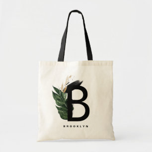 Tote Bag  Lettre B Monogram Gold Foil Tropical Personnalis