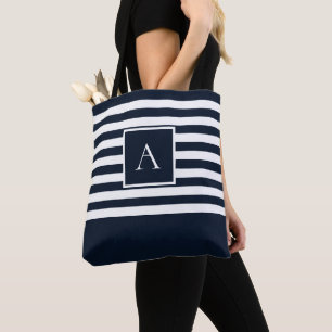 Tote Bag LETTRE Carré CHIC MARINE BLANCHE STRIPE