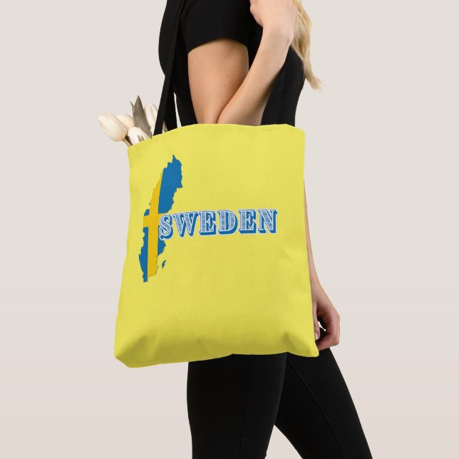 Tote Bag LETTRE D'ART suédois moderne Carte Drapeau Souveni (De près)