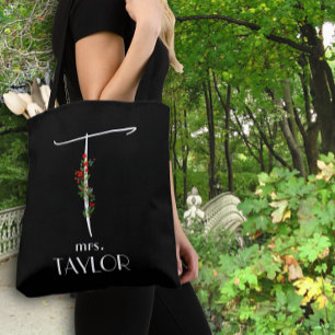 Tote Bag Lettre de nom d'aquarelle moderne T enseignant