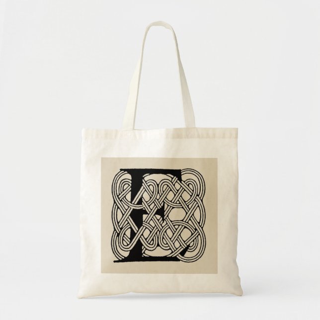 Tote Bag Lettre E Noeud Celtique Monogramme Vintage (Devant)