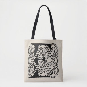 Tote Bag Lettre E Noeud Celtique Monogramme Vintage