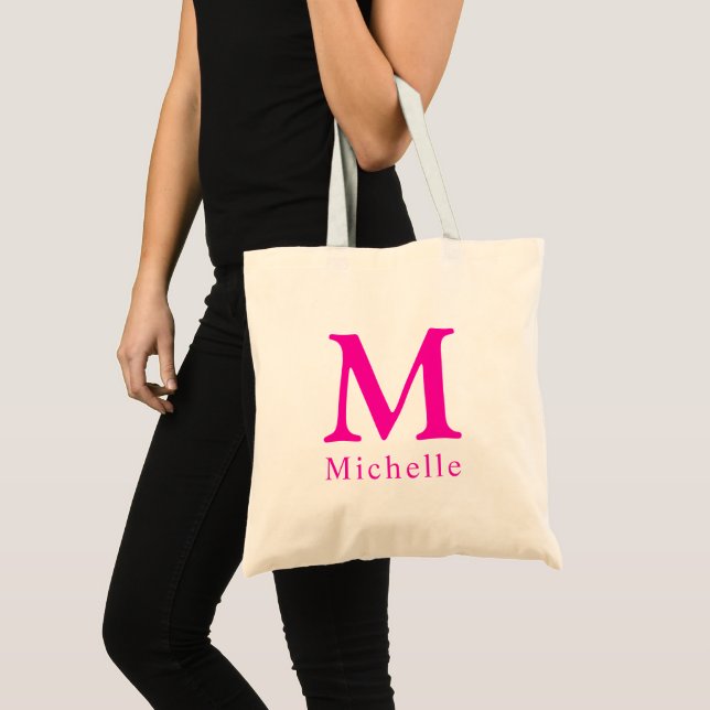 Tote Bag Lettre initiale Modèle rose (Devant (produit))