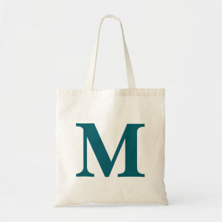 Tote Bag Lettre initiale Turquoise Monogramme moderne