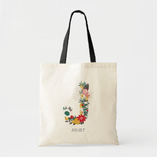Tote Bag Lettre J LETTRE FLEURIE Whimsical Monogramme I
