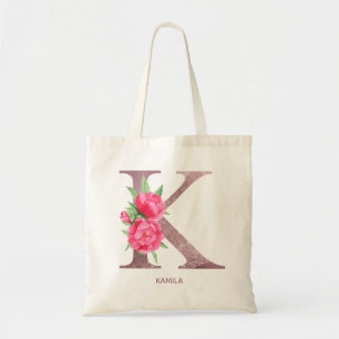 Tote Bag Lettre K Nom personnalisé monogramme femme d'affai
