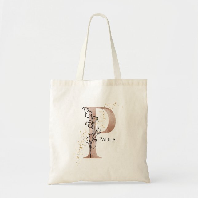 Tote Bag Lettre moderne initiale monogramme P personnalisée (Devant)