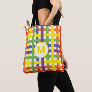 Tote Bag Lettre Monogramme Été Plaisir de la Plage Arc-en-C