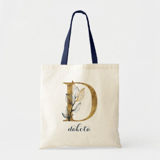 Tote Bag LETTRE MONOGRAPHIQUE DE LA FEUILLE D'OR Bleue DE L