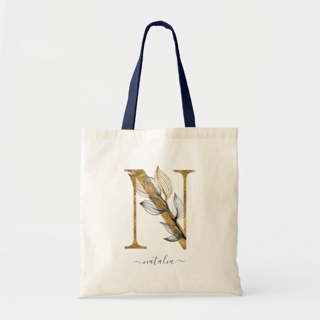Tote Bag LETTRE MONOGRAPHIQUE MODÈLE NEUVE Bleu Marine (Devant)