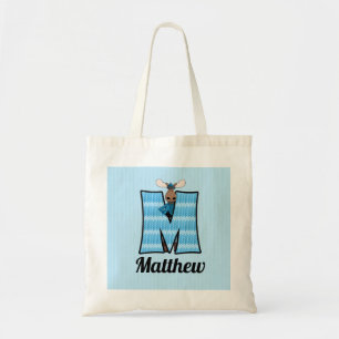 TOTE BAG LETTRE MONOGRAPHIQUE MOOSE BLEUE M ENFANT