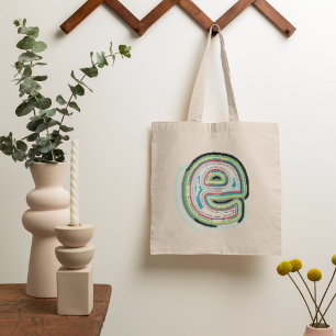 Tote Bag Lettre multicolore E Typographie moderne Abstraite