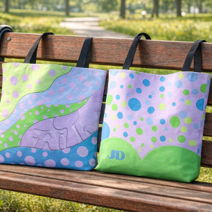 Tote Bag Lettre Pastel Faith à pois