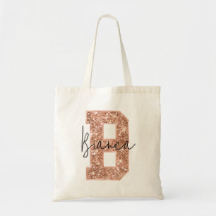Tote Bag Lettre rose Parties scintillant or Varsity Monogra
