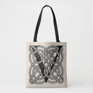 Tote Bag Lettre V Vintage Céleste noeud Monogramme