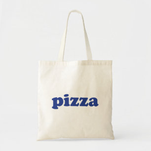 Tote Bag Lettres bleues "Pizza" blanches