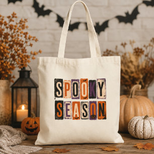 Tote Bag Lettres Bloc Vintage Saison Effrayante