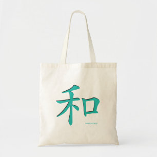 Tote Bag Lettres sarcelle Symbole-Harmonie-Chinoise