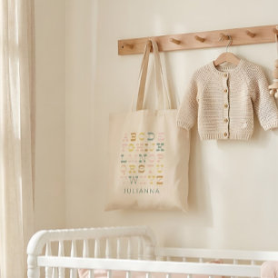 Tote Bag Lettres vintage alphabet en Pastel Personnalisé