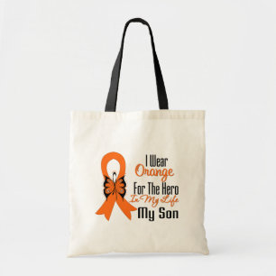 Tote Bag Leukemia Orange Ribbon Hero Mon Fils