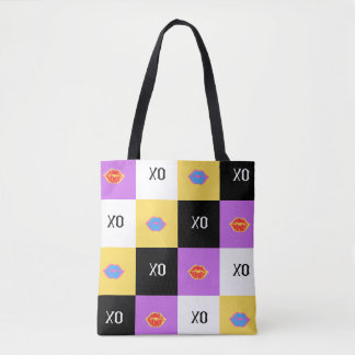 Tote Bag Lèvres passionnées et Motif XO