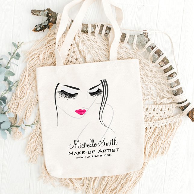 Tote Bag Lèvres roses Face longues cils Lash Extensions (Créateur téléchargé)