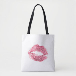 Tote Bag Lèvres roses réalistes, baiser isolé