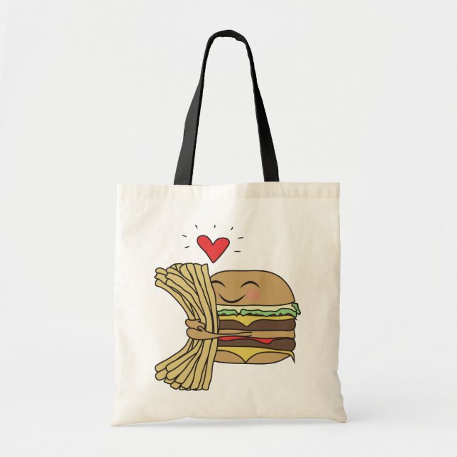 Tote Bag L'hamburger aime des fritures (Devant)