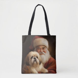 Tote Bag Lhasa Apso Avec Noël Festif Du Père Noël